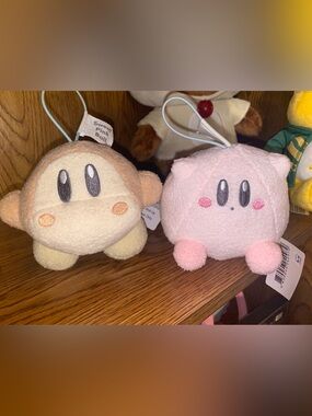 Kirby Plush Ball Keychain - Pink and Cream Soft Stuffed Toy